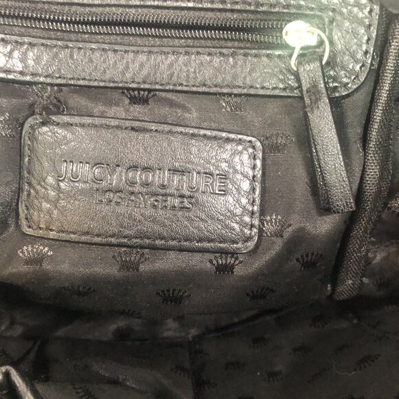 Juicy Couture Black Leather‎ Womens Purse Saddle Crossbody Bag Messenger - Picture 6 of 6